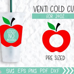 Teacher Gift Apple Starbucks wrap template Venti Cold Cup 24 Oz, Teacher Apple Cup svg for Cricut, gift for teacher