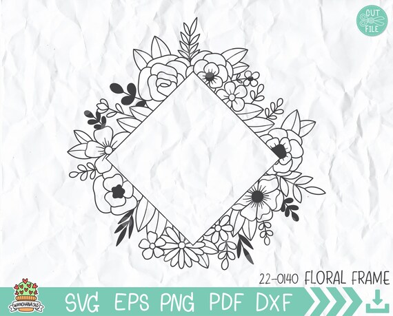 Floral Frame SVG Floral Frame Cut File Rectangle Flower - Etsy