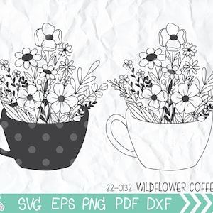 Wildblumen Becher T-shirt, Wildblumen Kaffeetasse svg, Blumen Becher Shirt, Blumen Tasse svg, Teetasse, Blumen Natur Liebhaber Shirt Muttertagsgeschenk