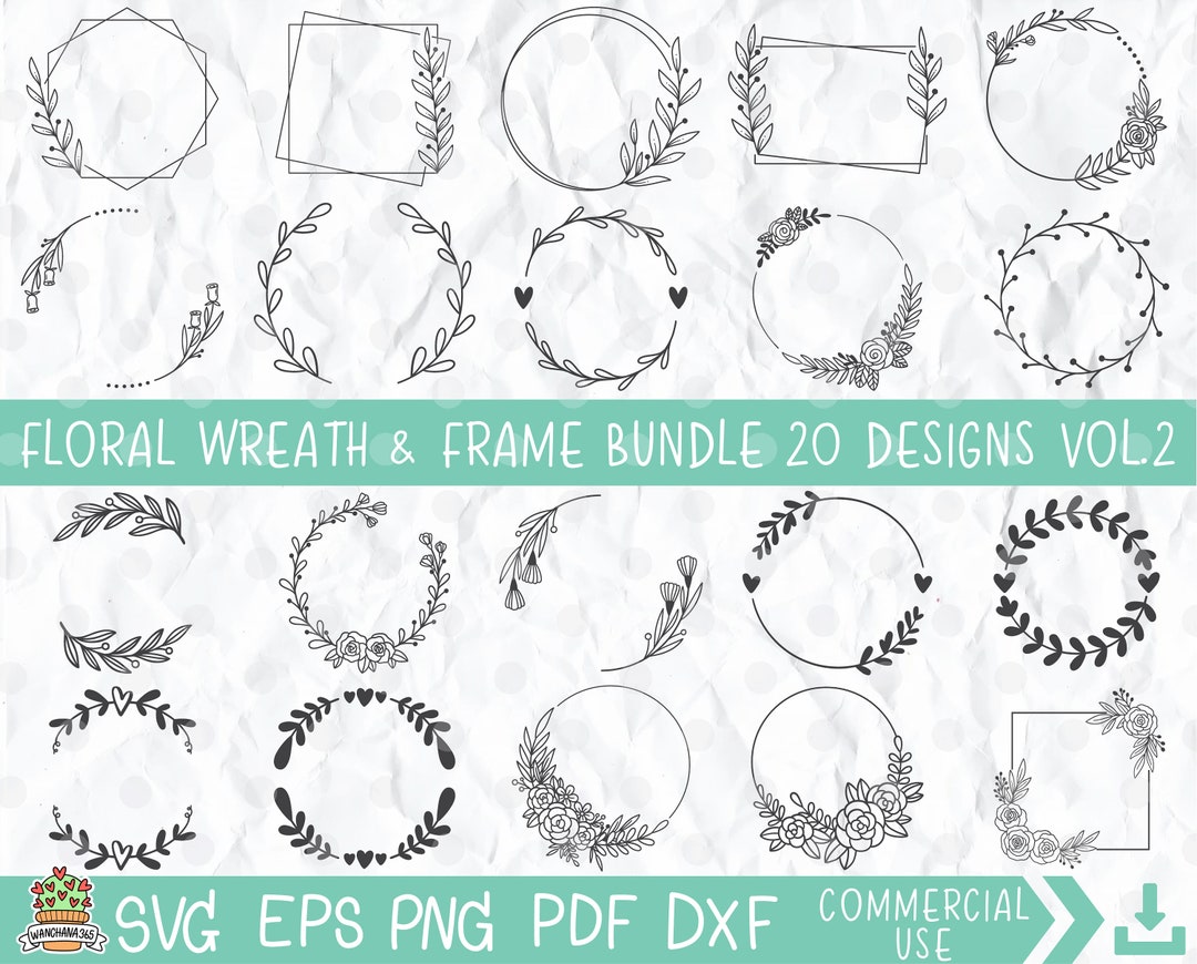 Floral Wreath SVG Bundle: Circle & Square Frames (digital Download) - Etsy