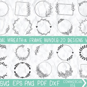 Blumenkranz svg, Blumen Border svg, Kranz Monogramm svg Kreis Rahmen, Kreis Border svg, Quadrat Blatt Border svg, Hochzeit Kranz svg Cricut