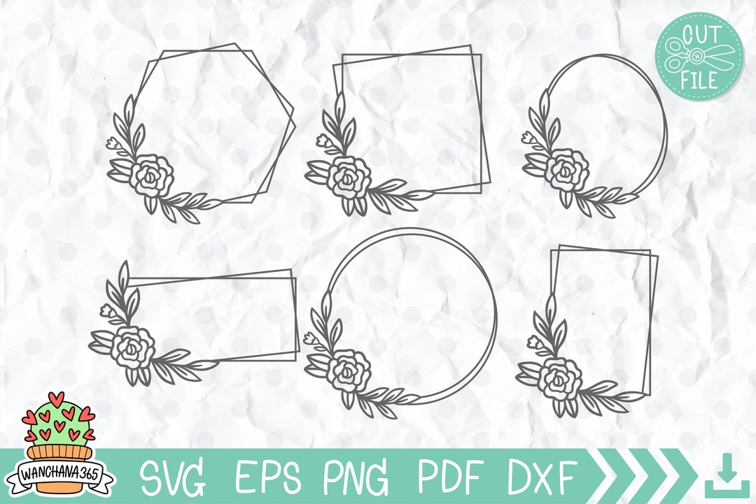 Harmonogram Frame Vector Floral Frame SVG: Hexagon, Monogram Wedding Template (digital Files) - Etsy