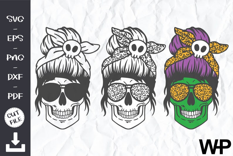 Download Skull with glasses svg Halloween Mom Skull Digital | Etsy