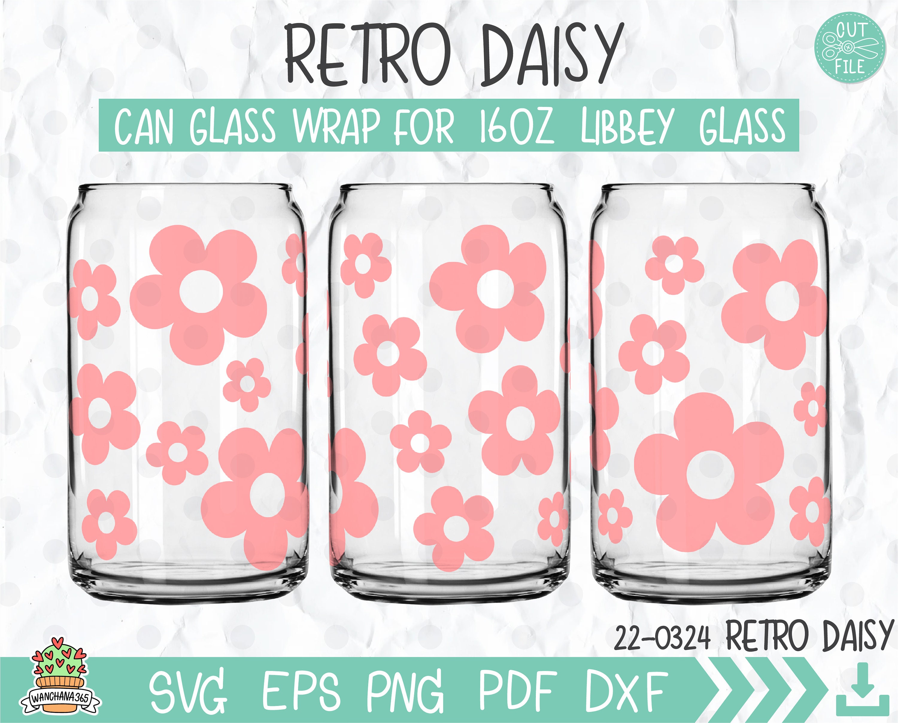 Retro Daisy Can Glass Cup – Charlotte's Paper Company