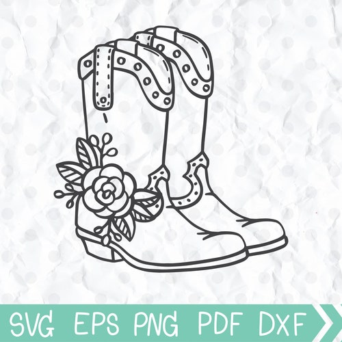 COWBOY BOOTS SVG Boots Decorated With Flowers Western - Etsy