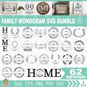 Familienname Monogramm svg Bündel, Bauernhaus svg, Nachname svg, Familienname svg Nachname svg png, Familie Willkommen svg geteiltes Monogramm