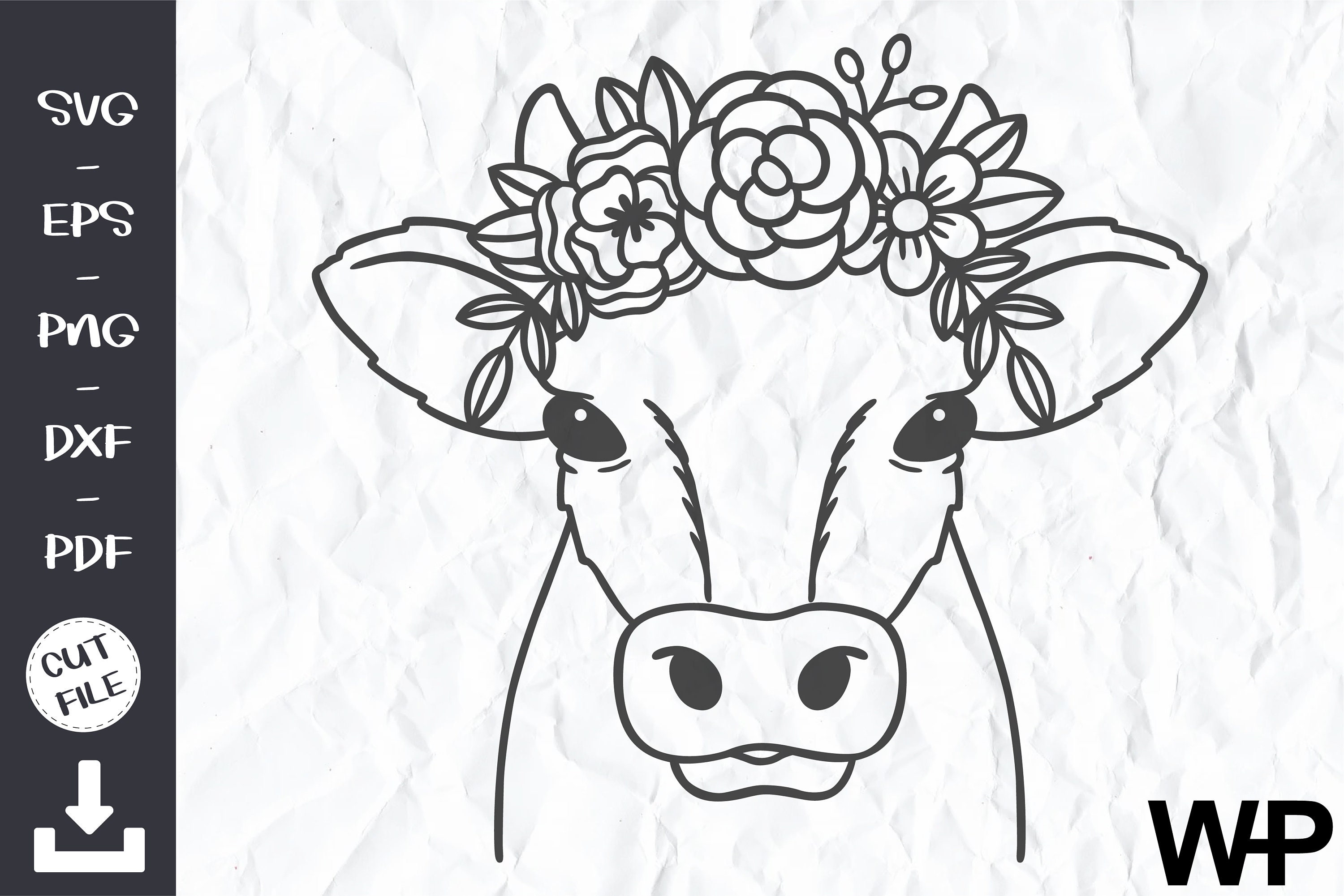 Free Free 262 Cow With Flower Crown Svg Free SVG PNG EPS DXF File