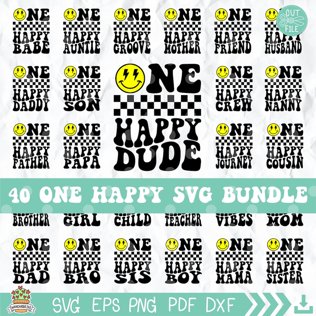 40 One Happy Dude Matching Birthday Svg Bundle, One Happy Family Png ...