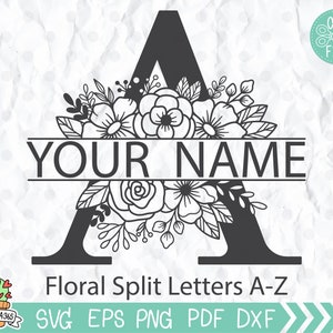 Dividir letras do monograma A-Z - Download digital instantâneo - arquivos svg, png, dxf e eps incluídos! Flor do alfabeto para casamento, camisas