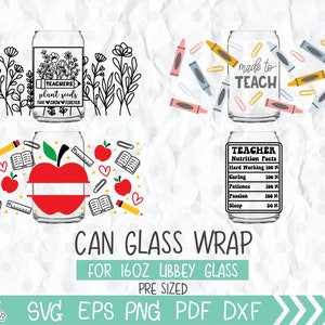Teacher Glass Can Svg Bundle 16 Oz Libbey Can Svg Retro Teacher Can Svg ...