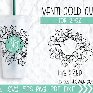 Flowers Starbucks 24oz Venti Cold Cup wrap svg, Floral svg dxf eps png Files for Cricut, Bunch Cutting Silhouette, gift for her
