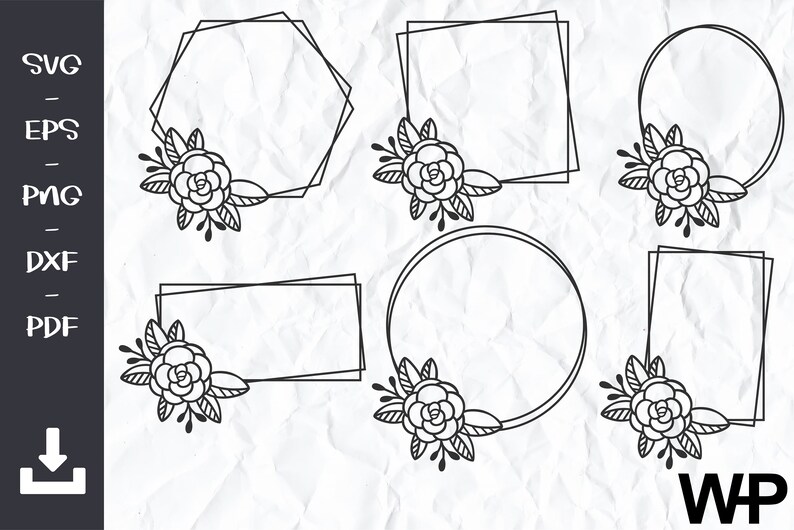 Download FLORAL FRAMES svg Hexagon Frame SVG Floral Frame cut File ...