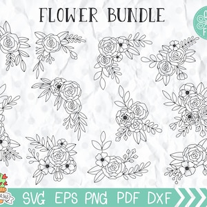 Flower SVG, Floral Svg, Floral Svg Bundle, Flower Svg Cut Files, Wedding, Border, Bundle, Flower Corner, Svg Files For Cricut And Silhouette