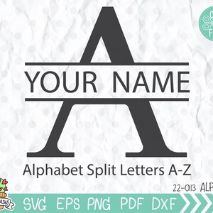 Letras divididas A-Z SVG, Monograma dividido Svg, Letras divididas boda svg, letras de monograma svg, Diseños de fuente Svg para Cricut y silueta