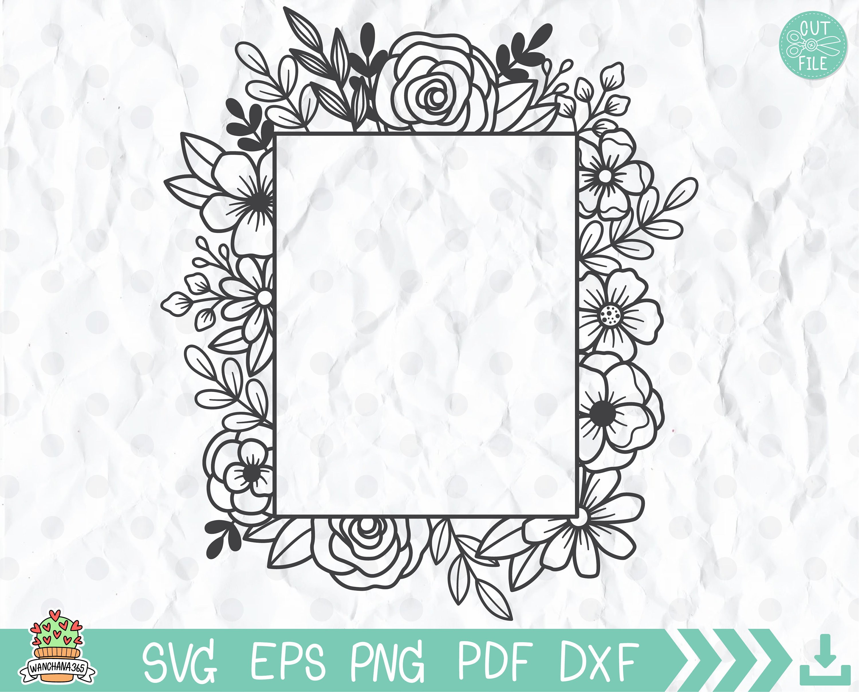 Floral Frame SVG Floral Frame Cut File Rectangle Flower - Etsy UK