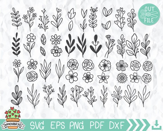 53 Hand Drawn Leaves and Floral SVG Branches Svg File Leaves - Etsy