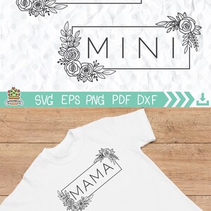 Mama Mini SVG, Floral Frame SVG, Mothers Day Square Flower Wire Frame ...