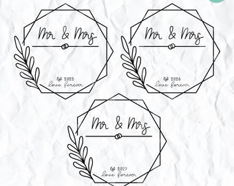 Mr & Mrs Split Monogram SVG: Geometric Wedding Sign (Cut File)