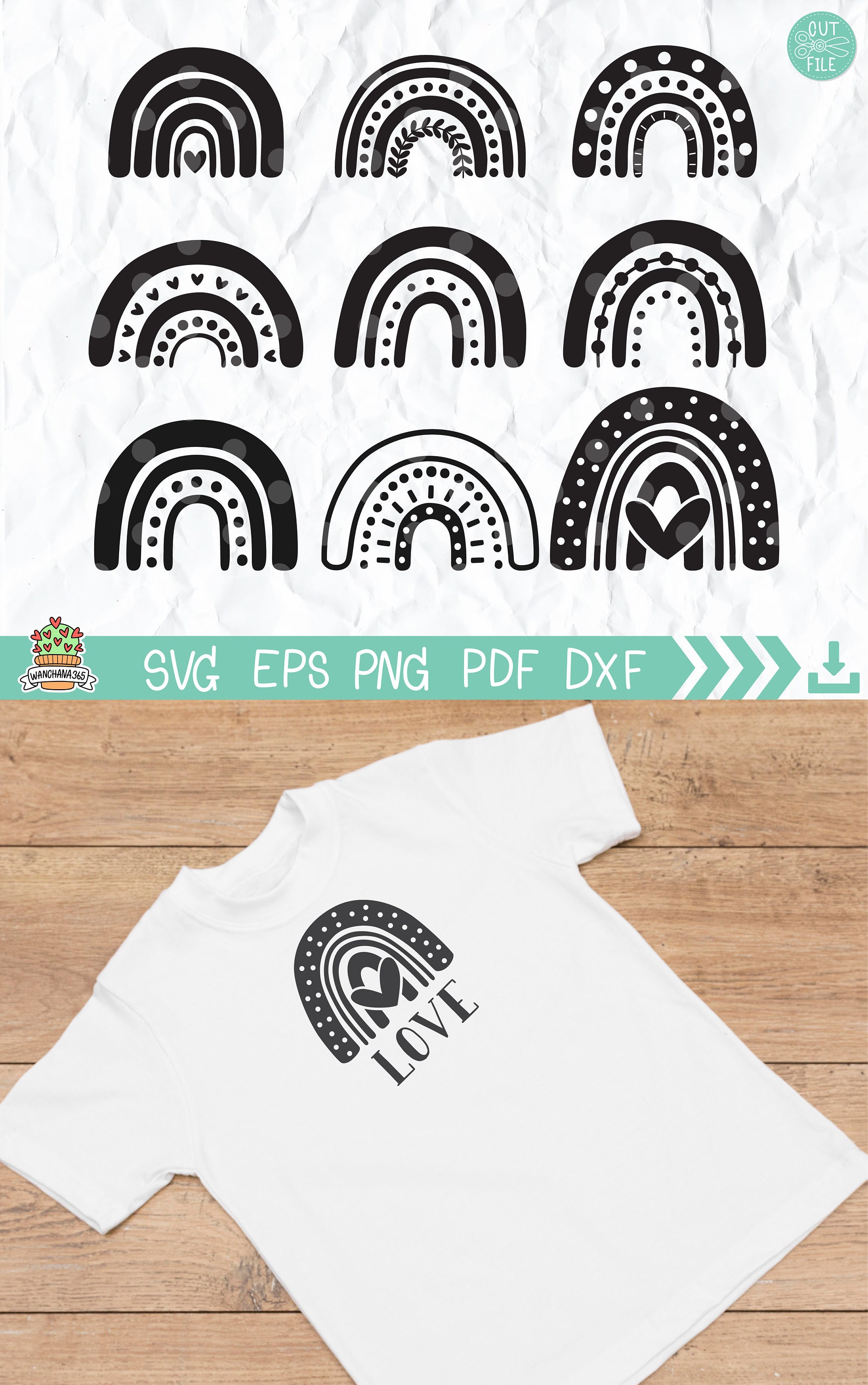 Boho Rainbow Svg Bundle Rainbow Svg Rainbow With Heart - Etsy