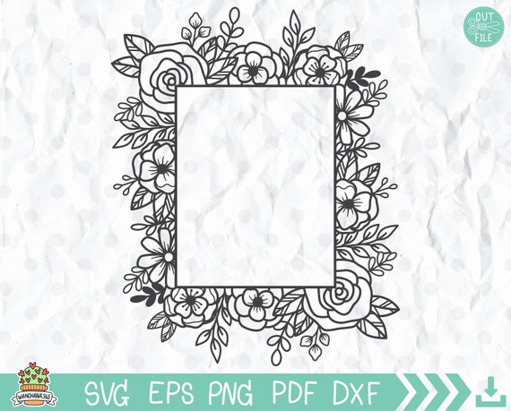 Floral Frame SVG Floral Frame Cut File Rectangle Flower | Etsy