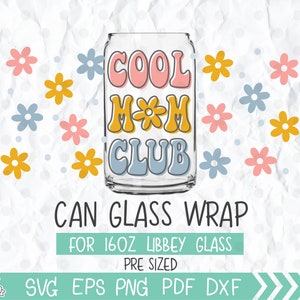 Cool Mom Club Libbey Glass puede envolver 16 oz, vida de mamá, regalo de mamá nueva, regalo de Navidad para mamá, equipo de mamá, mamá, anuncio de embarazo imagen 2