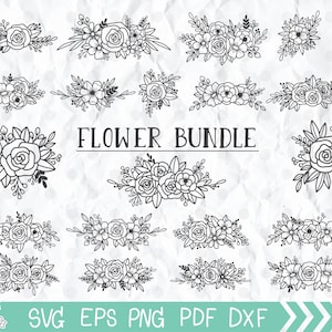 Blume SVG, Florale SVG, Blumen-Svg-Bundle, Blume-Svg-Schnitt-Dateien, Hochzeit, Grenze, Bundle, Blume-Ecke, SVG-Dateien für Cricut und Silhouette