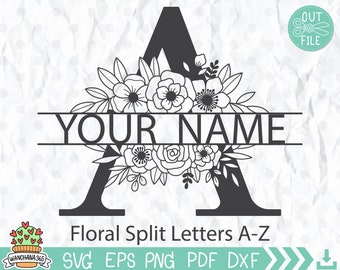 Split Monogram Letters A-Z - Instant Digital Download - svg, png, dxf, and eps files included! Alphabet Flower for wedding, shirts