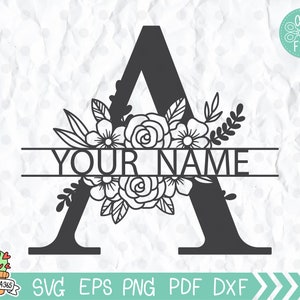 Floral Split Letters A-Z SVG Floral Split Letter svg Floral Monogram svg Alphabet Flower Monogram svg Floral wedding svg Split Monogram SVG 