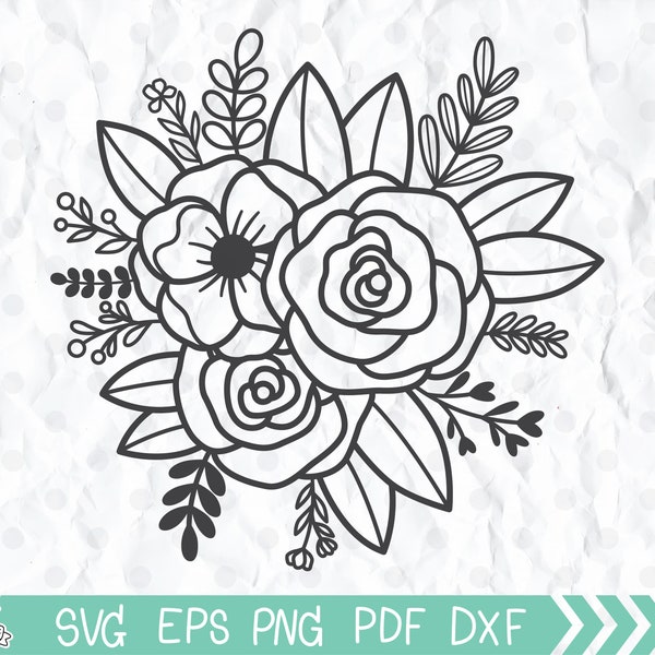 Fleur SVG, Floral Svg, Floral Svg Bundle, fleur Svg coupe fichiers, mariage, frontière, Bundle, fleur coin, fichiers Svg pour Cricut et Silhouette