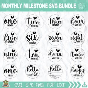 Baby Meilenstein Runden svg, Baby monatlicher Meilenstein Runden svg, Babyankündigung svg, ein Jahr svg, hallo Welt svg, Glowforge svg Baby Geschenke