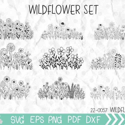 Wildflower Svg Wildflowers Meadow Border Svg Flowers and - Etsy