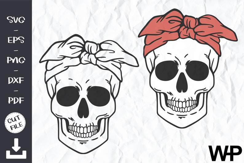 Download Skull with bandana svg Halloween svg Silhouette Skull | Etsy