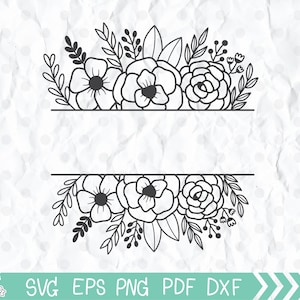 Floral Split Monogram Divider Frames SVG - Vector (737680)