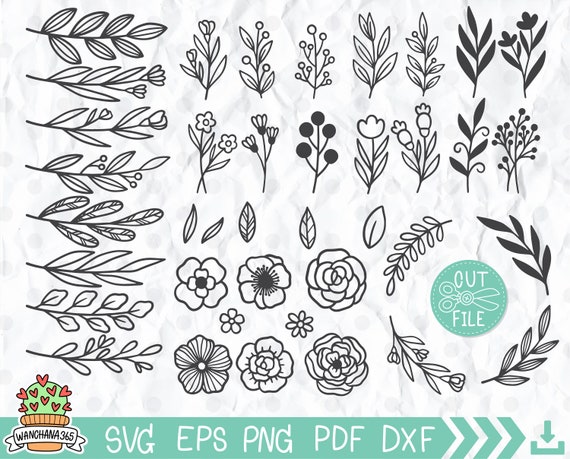 39 Hand Drawn Leaves and Floral SVG Branches Svg File Leaves | Etsy