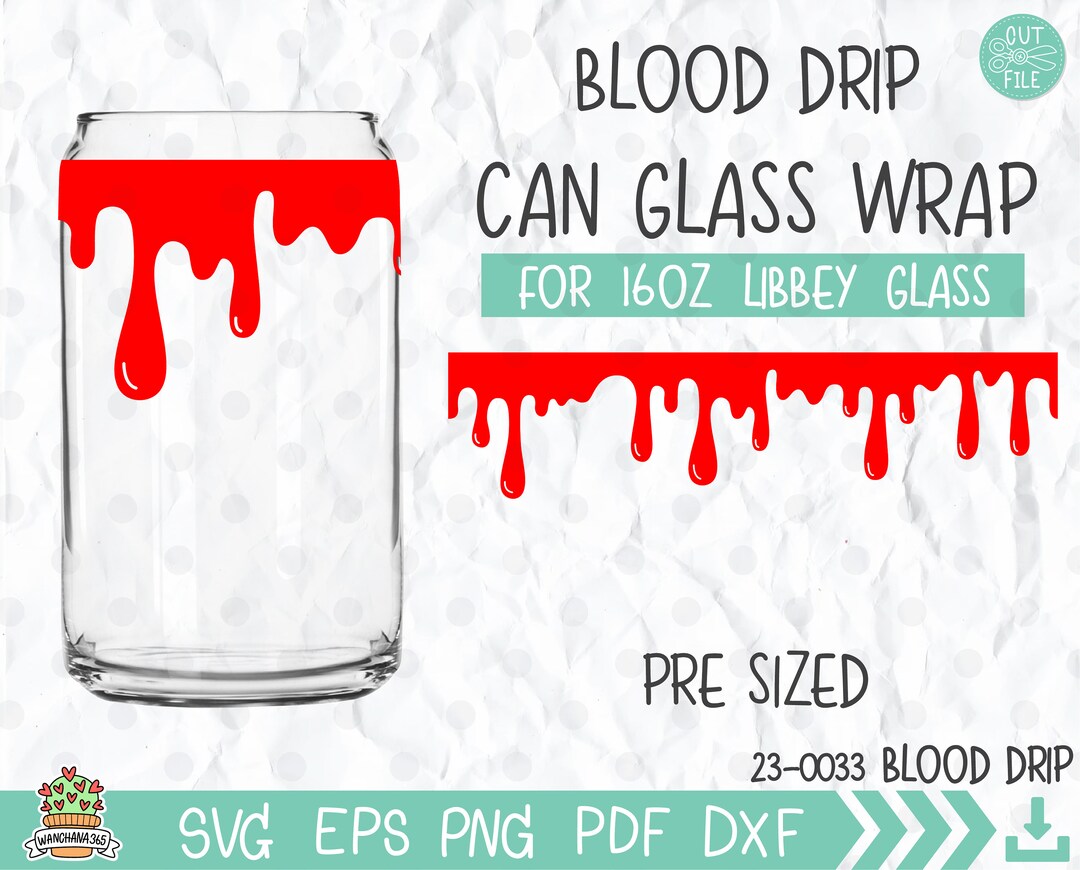 Blood Drip Halloween Border 16oz Can Glass Wrap Svg, Spooky Cutting