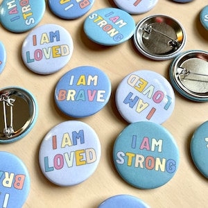 Bright Affirmation Buttons / pin back button / kids affirmations / mental health pins