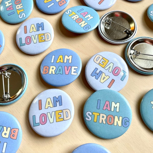 Bright Affirmation Buttons / pin back button / kids affirmations / mental health pins