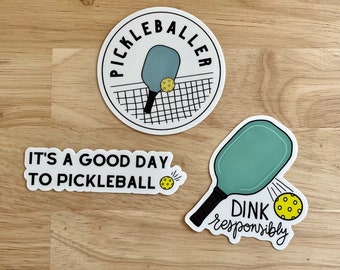 Pickleball Sticker Pack / VINYL STICKER / pickle ball stickers / water bottle / pickleballer / dink responsibly / good day to pickleball