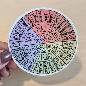 Simplified Feelings Wheel Sticker / VINYL STICKER / mental health sticker / self awareness / therapy tool / wheel of emotions / for kids