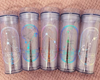 Custom Zodiac/Constellation Tumbler Cups | Holographic Vinyl Name | Personalized Names|Bride|Wedding Party|Birthday|Graduation|Mom GIFT