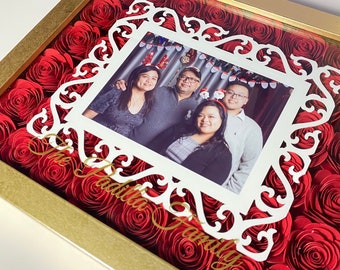 Custom Shadowbox with Roses and Photo (8x10in Frame)