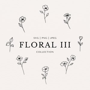 Floral 3 Clip Art Set | Minimal Abstract Line Art | Fine Line | SVG | PNG | JPEG