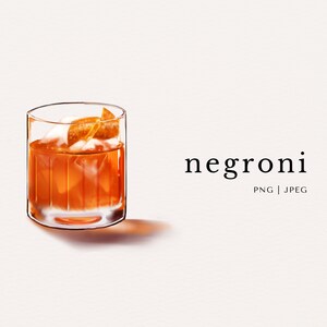 Negroni Koktajl Alkoholowy Napój Kolorowy Clipart | PNG | JPEG | Pobieranie Cyfrowe