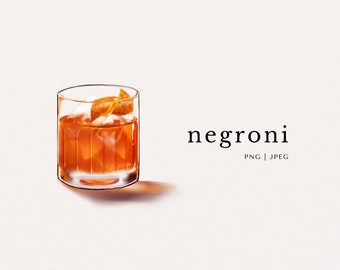 Negroni Cocktail alkoholisches Getränk gefärbt Clip Art | PNG | JPG | Digitaler Download