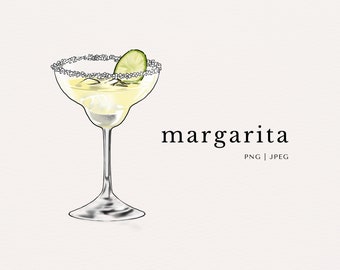 Margarita Cocktail Alcoholic Drink Colored Clip Art | PNG | JPEG | Digital Download