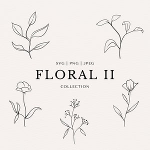 Floral 2 Clip Art Set | Minimal Abstract Line Art | Fine Line | SVG | PNG | JPEG