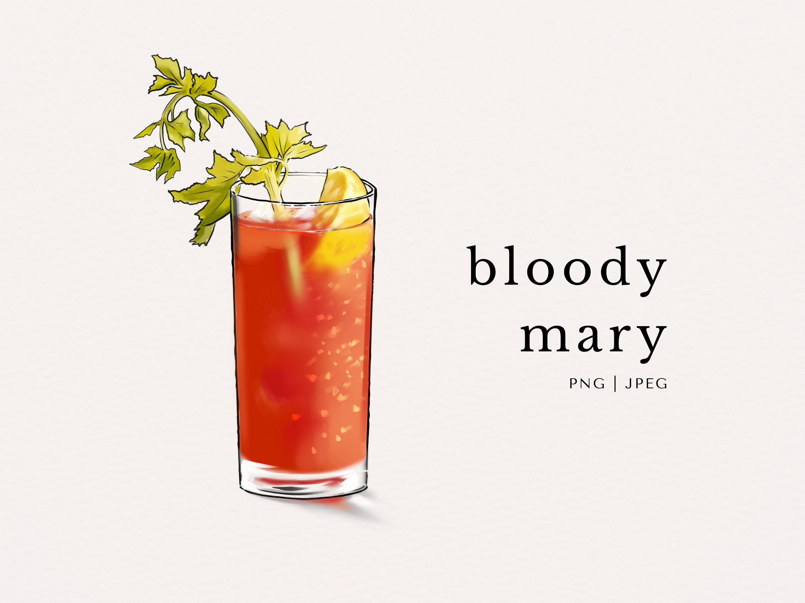 Bloody Mary / Caesar Cocktail Alcoholic Drink Colored Clip Art
