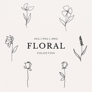 Floral Line Clip Art Set | Minimal Abstract Line Art | Fine Line | SVG | PNG | JPEG