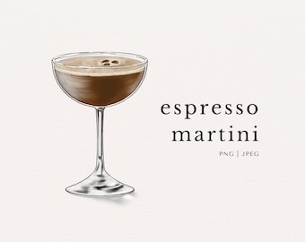 Espresso Martini Cocktail Alcoholic Drink Colored Clip Art | PNG | JPEG | Digital Download