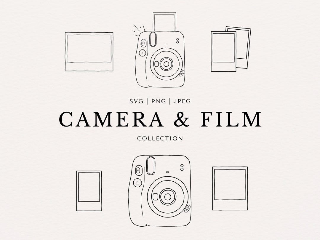 Camera & Film Clip Art Set | Minimal Abstract Line Art | Fine Line ...
